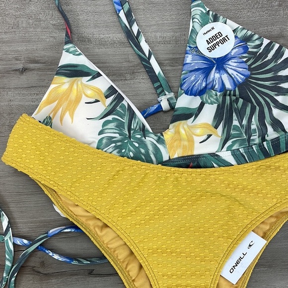 ☀️HURLEY☀️O’NIELL☀️ADJUSTABLE SUPPORTED  MATIRA SALTWATER SOLIDS TEXTURE BIKINI - Picture 8 of 15